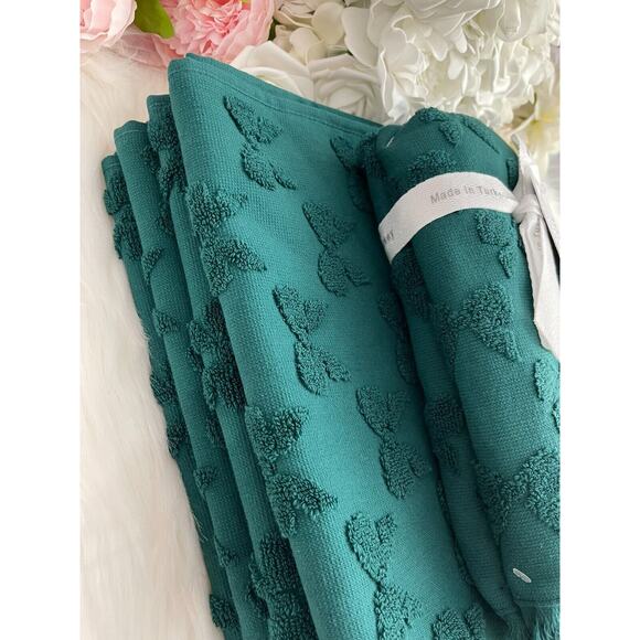 Bella Lux Hand & Bath Towels Set Christmas Collection Green Bows Set of 4 - Picture 4 of 8